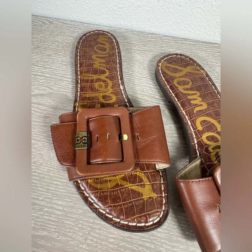 Sam Edelman Gabriela 2 Slide Sandals, Brown Leather, Women's 8.5